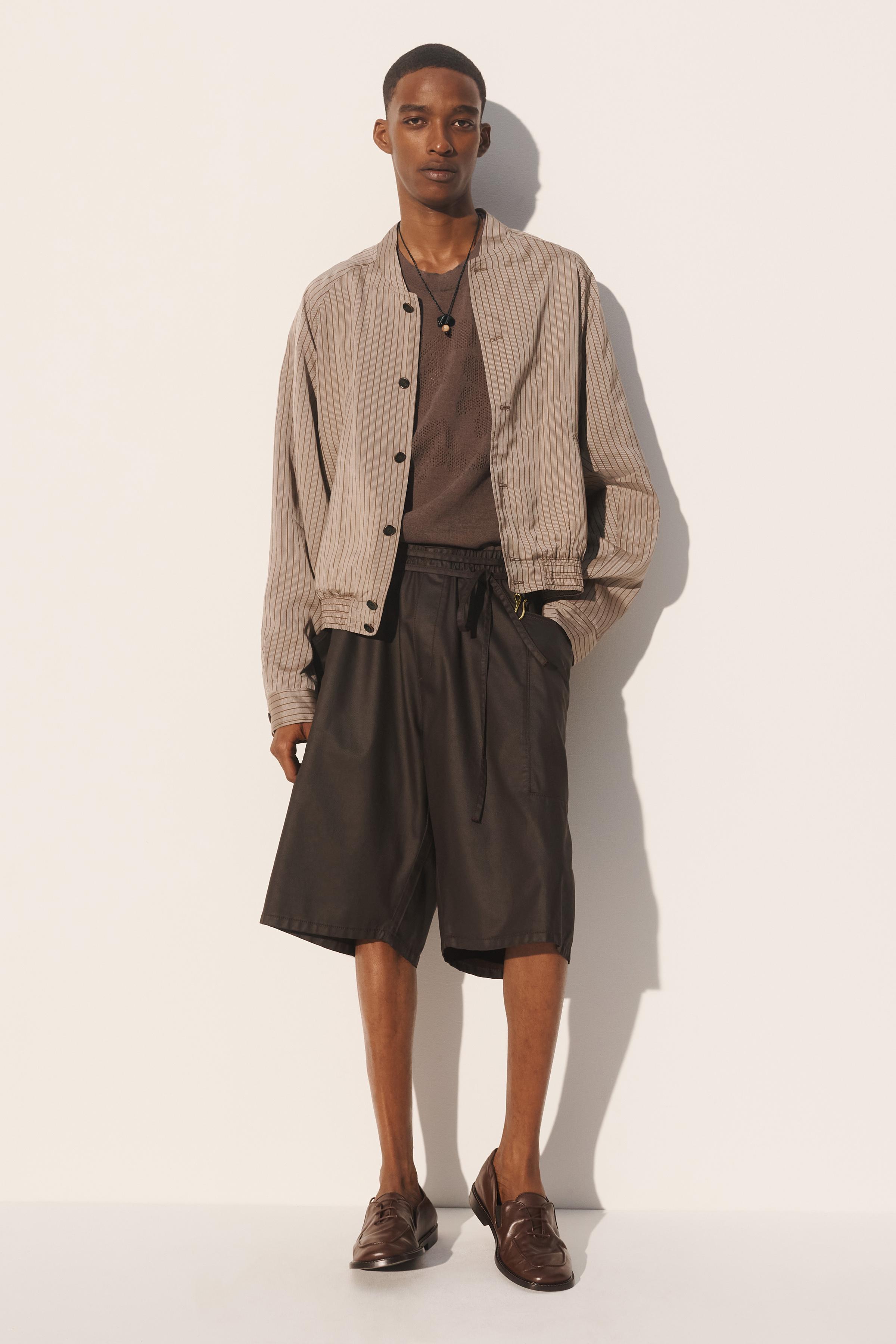 BLOUSON BOMBER COURT RAYURES VISCOSE-CUPRO